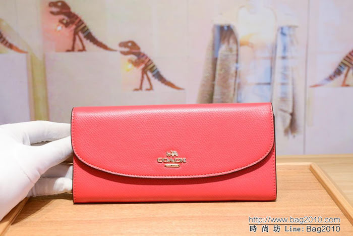 COACH蔻馳 F52689 女士信封錢包 簡單優雅 卡位/零錢位齊全 時尚按扣  Chz1331